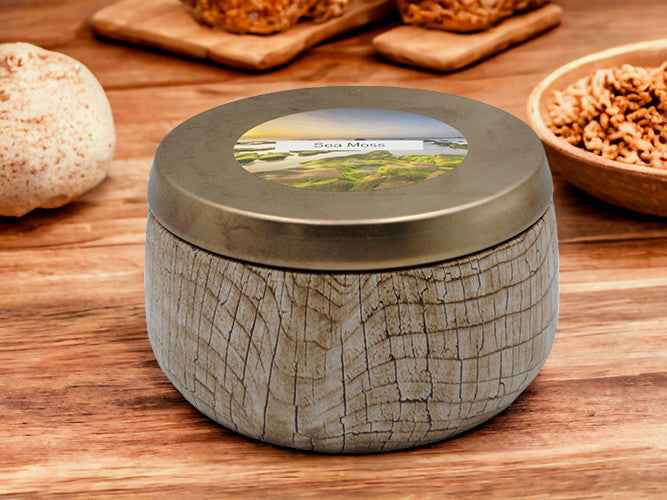 Sea Moss - 8oz Tin - 2 Wick - Black/Wood