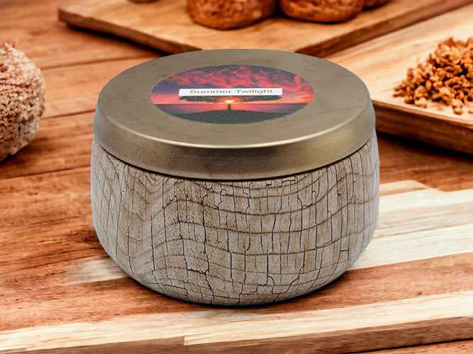 Summer Twilight - 8oz Tin - 2 Wick - Black/Wood