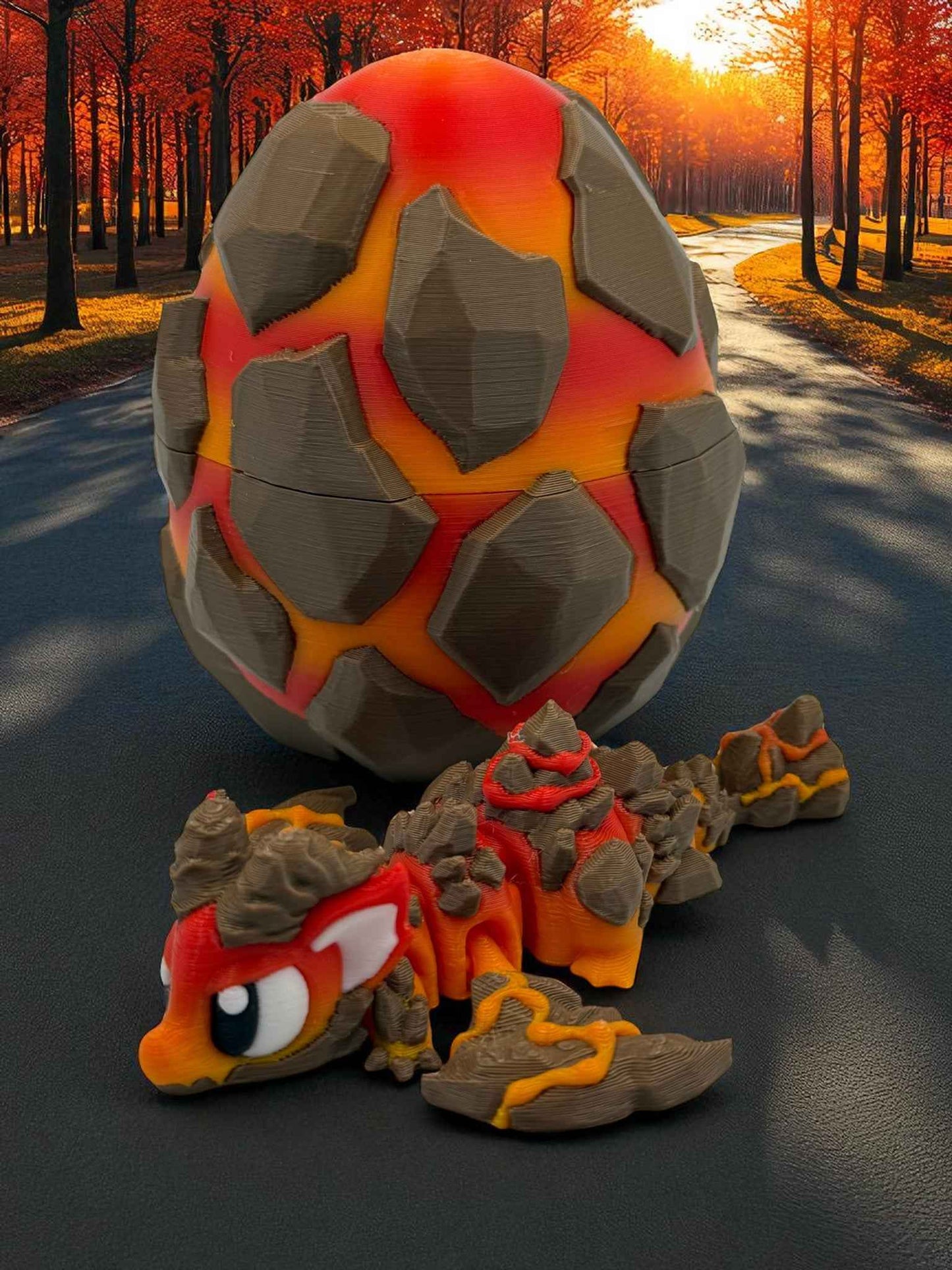 🔥 Lava Mini Dragon & Molten Egg Set | Sizzling Fantasy Decor & Fidget Friend 🐉💥