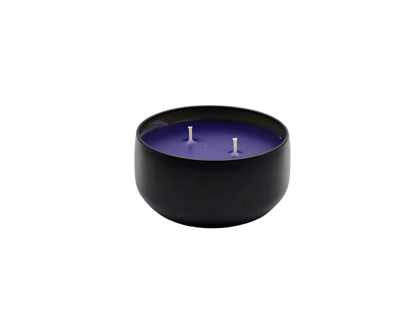 Lavender - 8oz Tin - 2 Wick - Black/Wood-Les Creations Corkys