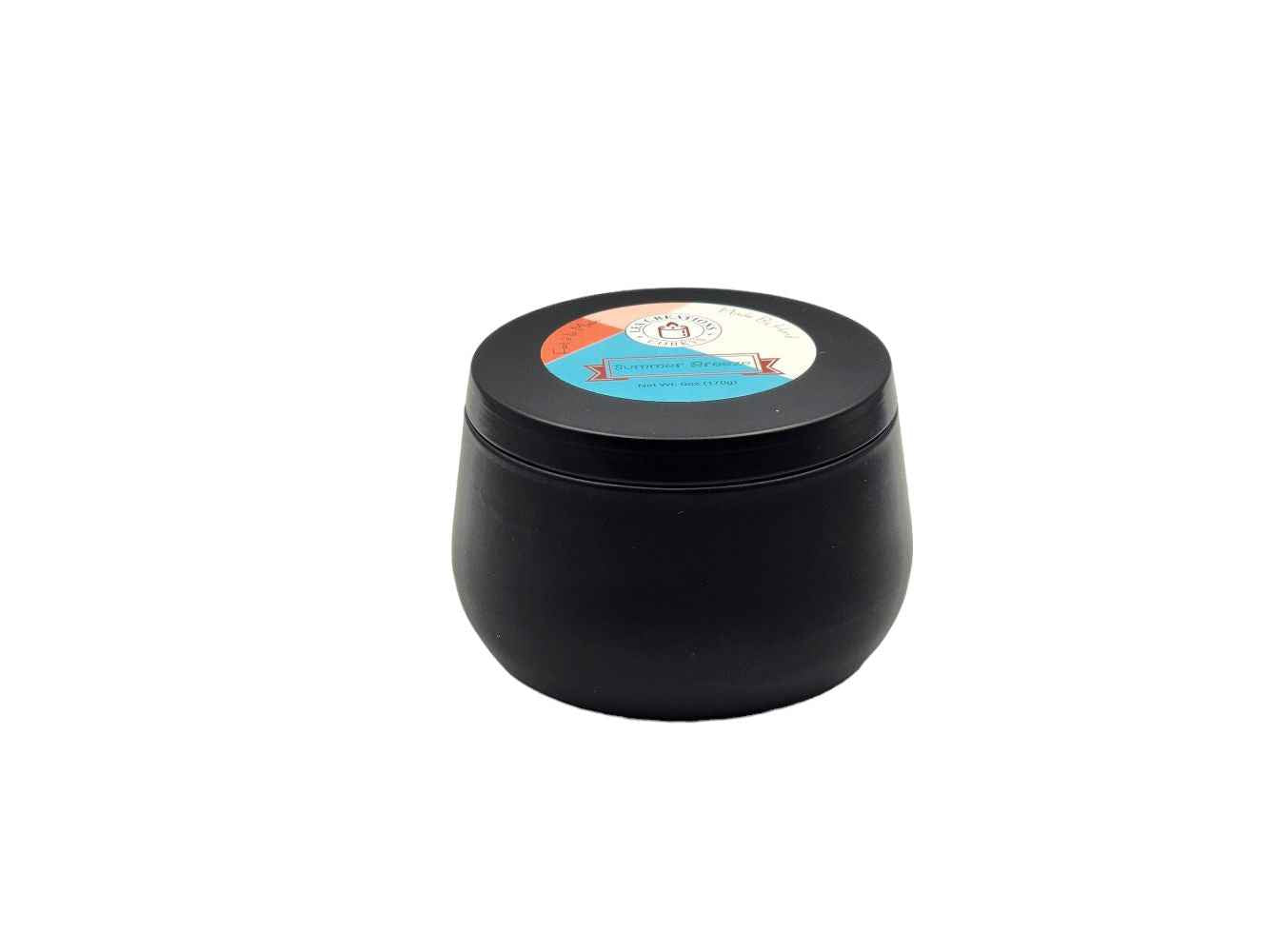 Summer Breeze 8oz Tin Candle - 1 Wick - Black-Les Creations Corkys