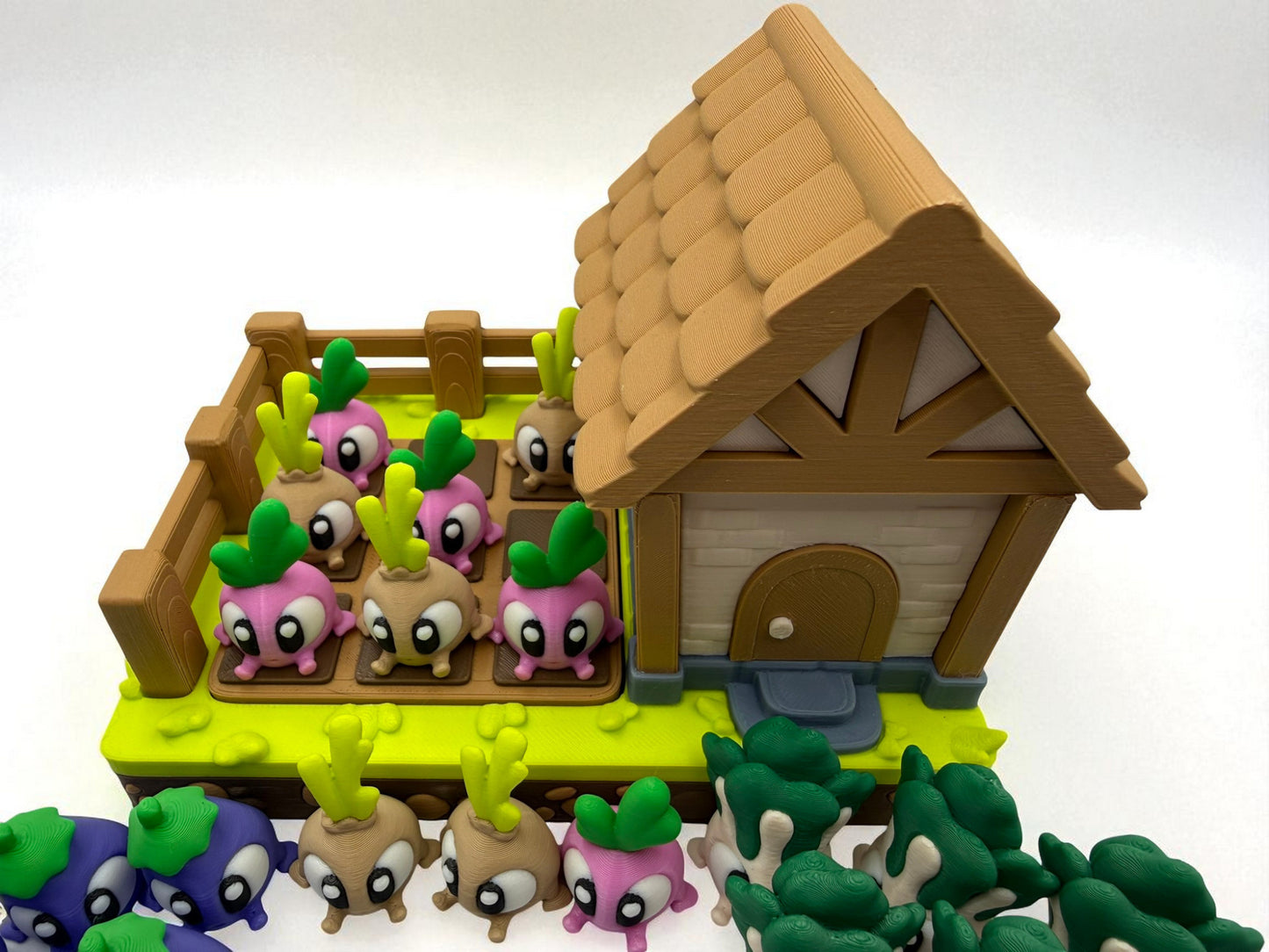 Veggie Garden Tic Tac Toe Playset – Mini Farmhouse, Friends & Fun!🌱✨