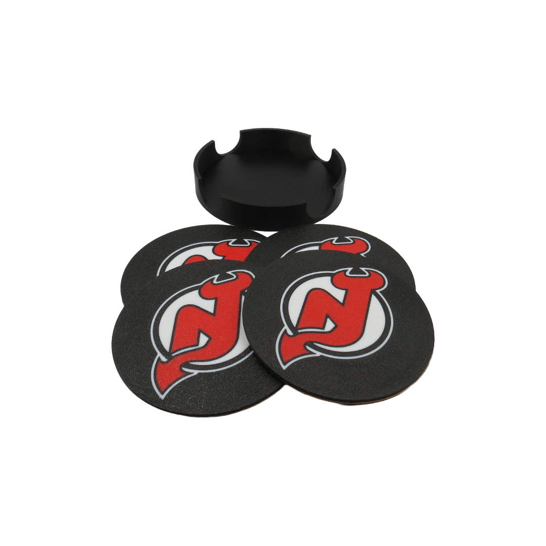 Set of 4 Coasters "New Jersey Devils" NHL Hockey Decor