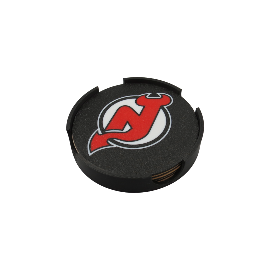 Set of 4 Coasters "New Jersey Devils" NHL Hockey Decor