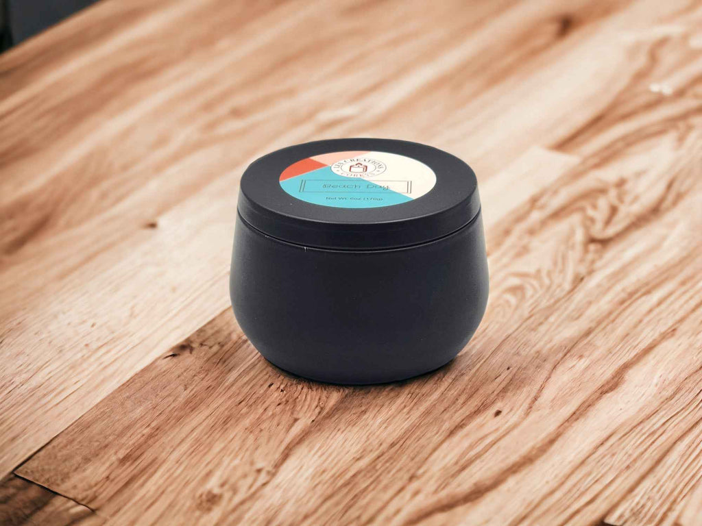 Beach Day 8oz Tin Candle - 1 Wick - Black