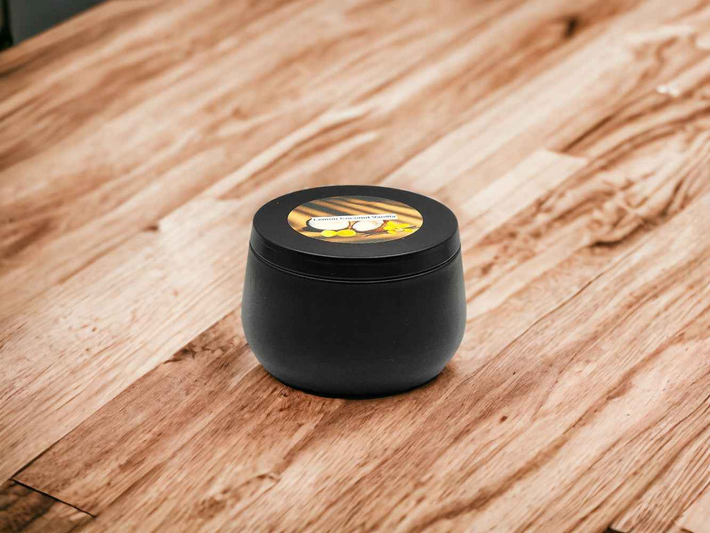 Lemon Coconut Vanilla - 8oz Tin - 1 Wic - Black