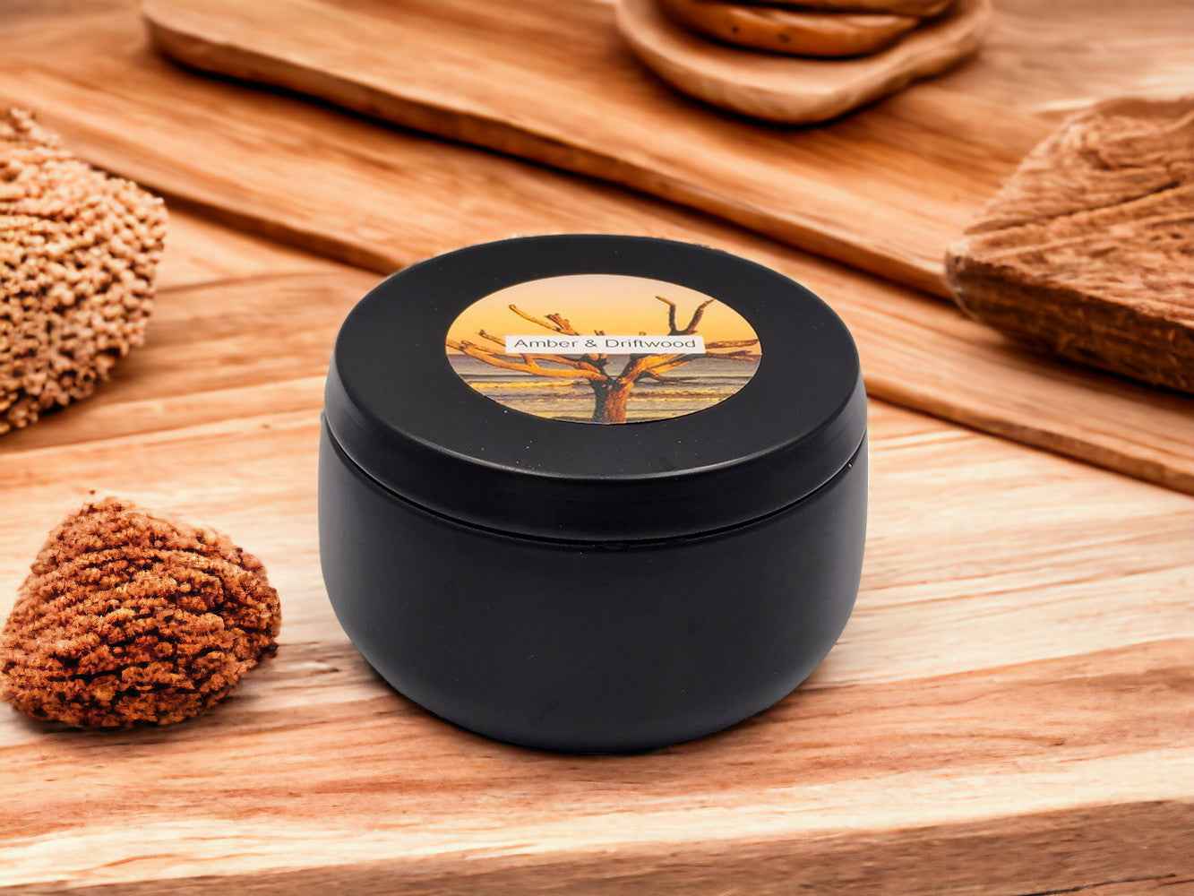 Amber & Drifwood - 2 Wick - Black/Wood
