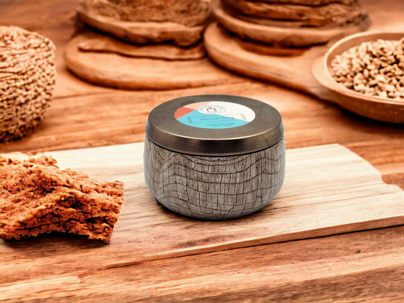Beach Day Candle - 2 Wick - Black/Wood