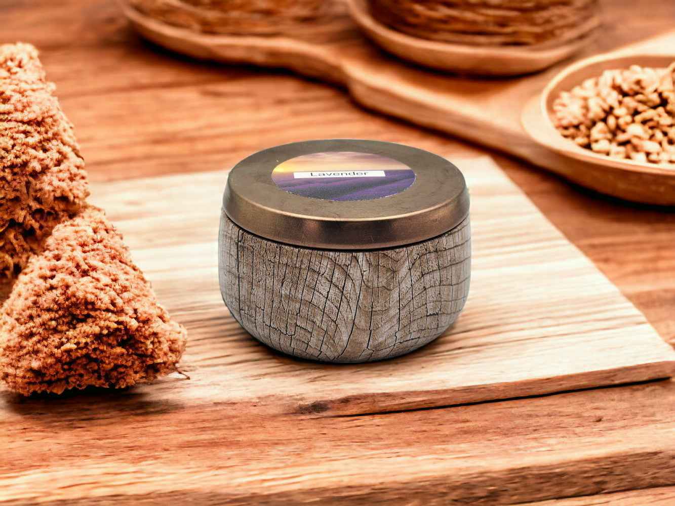 Lavender - 8oz Tin - 2 Wick - Black/Wood