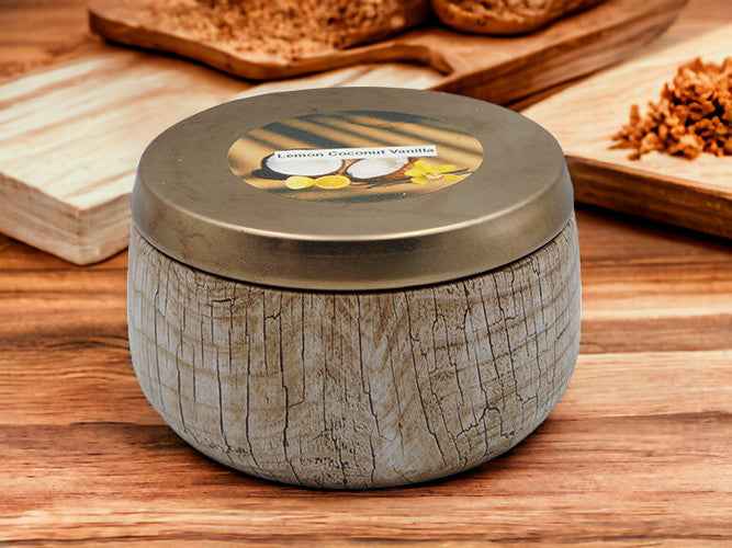 Lemon Coconut Vanilla - 8oz Tin - 2 Wick - Black/Wood