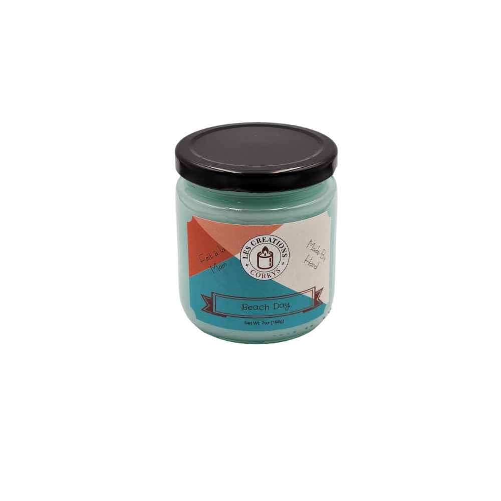 Beach Day 8oz Jar Candle - 1 Wick Scented Candle-Les Creations Corkys