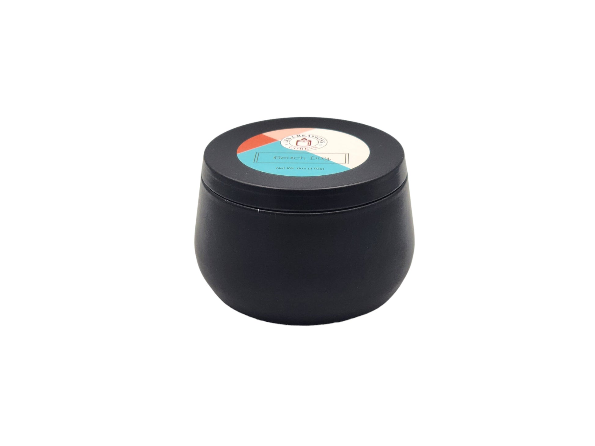 Beach Day 8oz Tin Candle - 1 Wick - Black-Les Creations Corkys