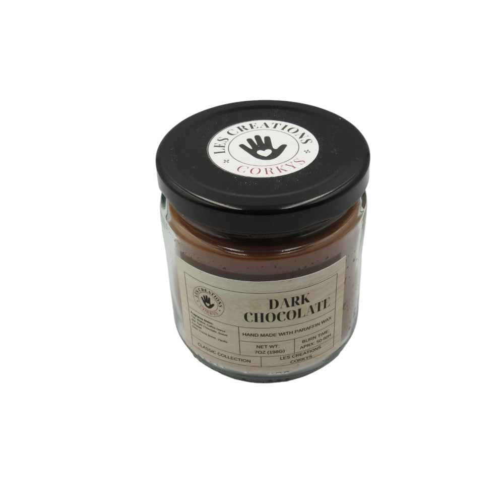 Dark Chocolate - 8oz Jar - 1 Wick-Les Creations Corkys