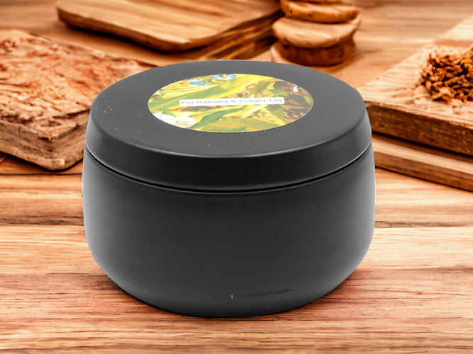 Fei Banana & Ginger Lily - 8oz - 2 Wick - Black/Wood