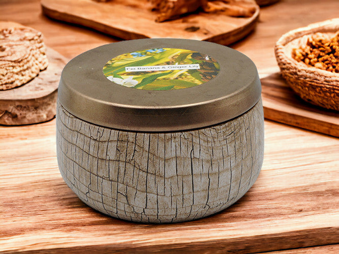 Fei Banana & Ginger Lily - 8oz - 2 Wick - Black/Wood