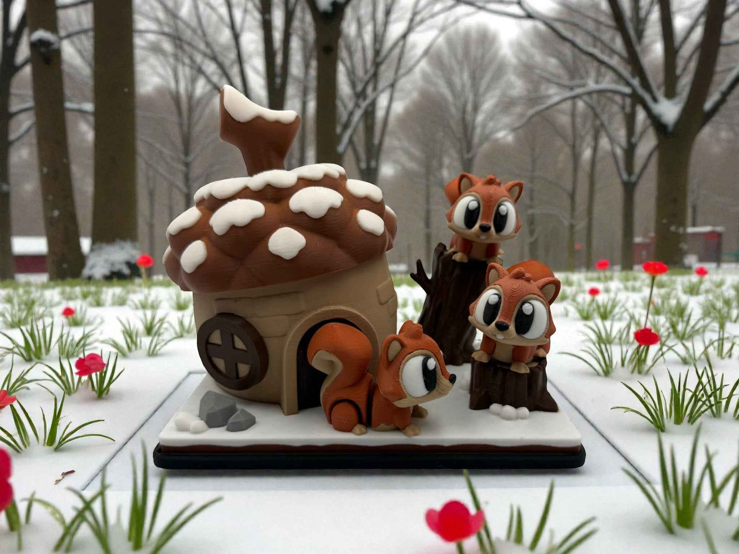 🐿️🍁 Flexi Squirrel Acorn House Playset – 3D Printed Woodland Scene 🍁🐿️