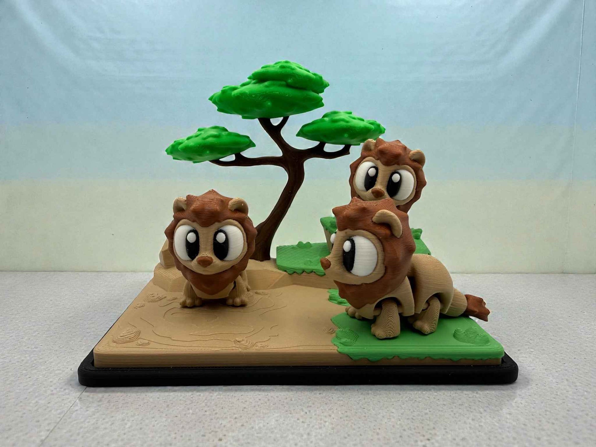 Flexi Lions Safari Scene | Articulated Lion Figurines | 3D Printed Animal Display | Cute Desk Decor | Handmade Miniature