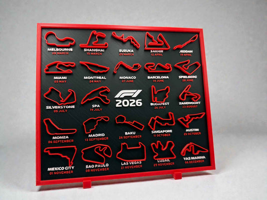 🏁 Formula 1® 2026 3D Printed Race Calendar – Desk Display 🏎️