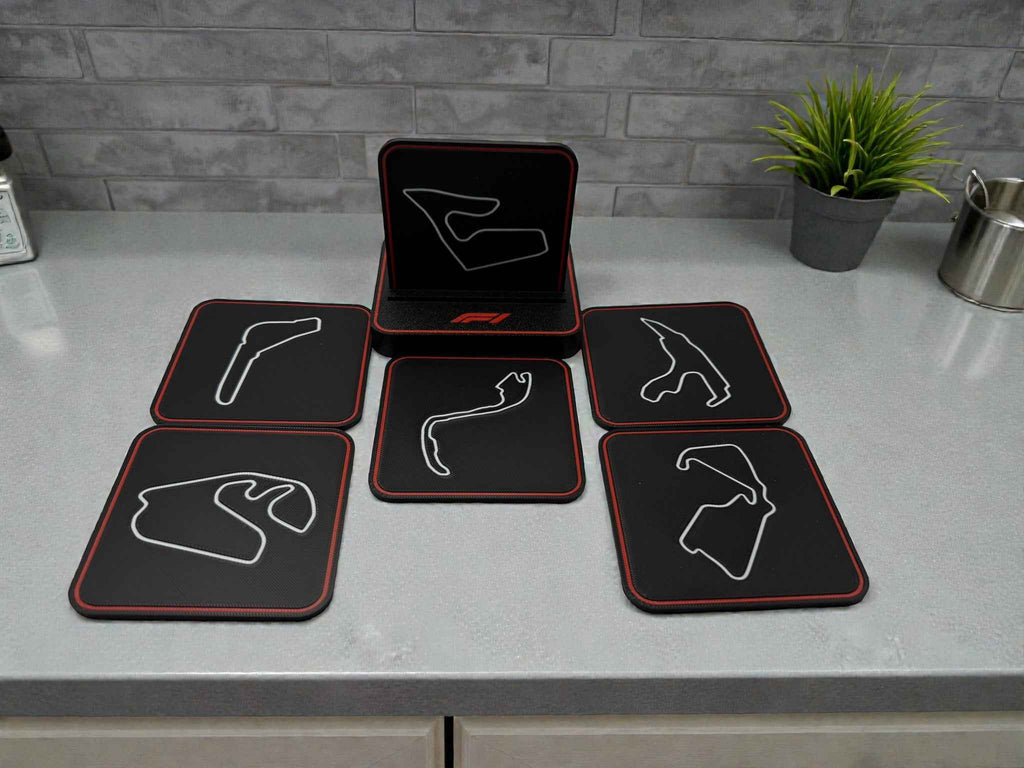 🏁 Formula 1® 3D Printed Coaster Set – Desk & Office Decor 🏎️