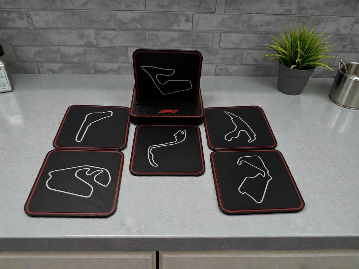 🏁 Formula 1® 3D Printed Coaster Set – Desk & Office Decor 🏎️