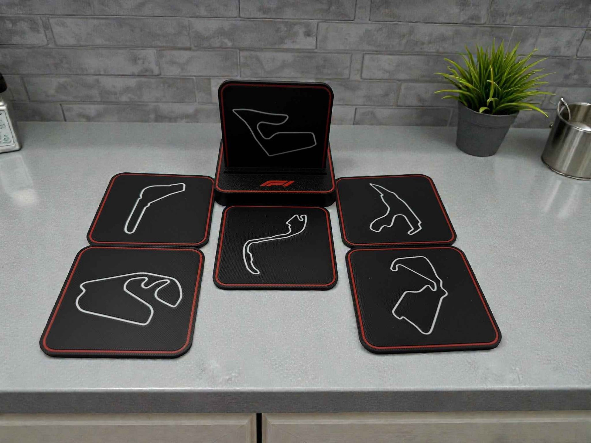 🏁 Formula 1® 3D Printed Coaster Set – Desk & Office Decor 🏎️