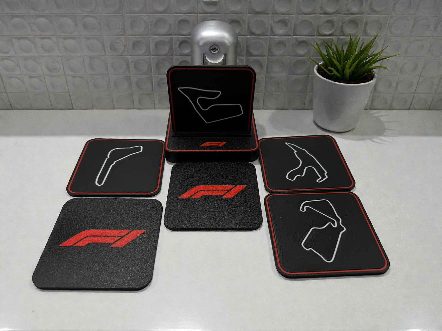 🏁 Formula 1® 3D Printed Coaster Set – Desk & Office Decor 🏎️