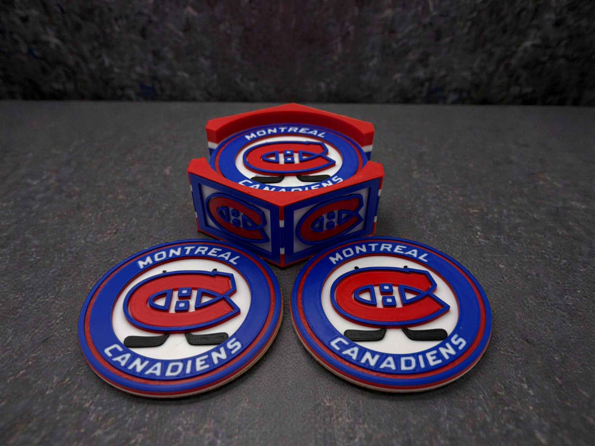 🏒 Montreal Hockey Inspired 3D Printed Coaster Set – Set of 8 with Holder 🏒