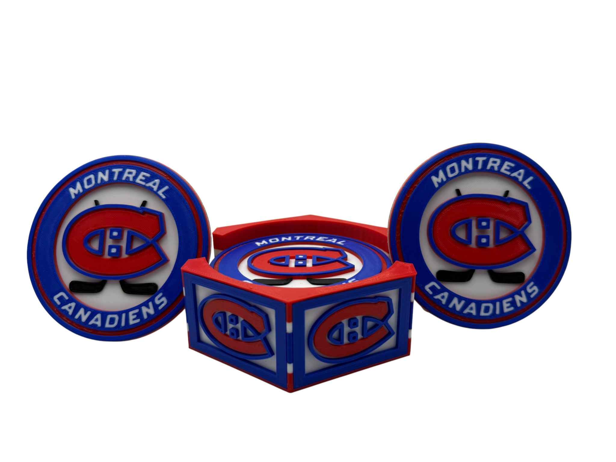 🏒 Montreal Hockey Inspired 3D Printed Coaster Set – Set of 8 with Holder 🏒