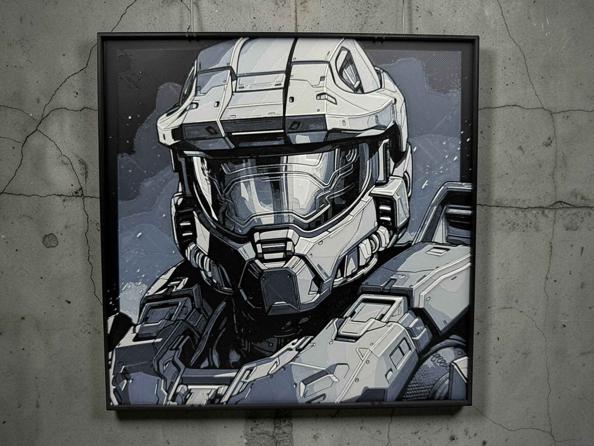 🎮 Master Chief – Halo 3D Printed Hueforge Art | 20cm x 20cm