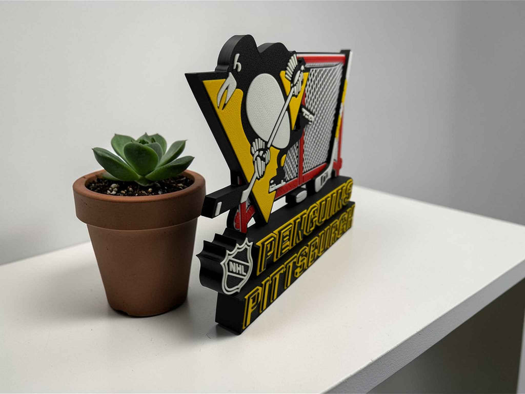 🏒 Pittsburgh Penguins 3D Printed Desk Art | 25cm x 21cm