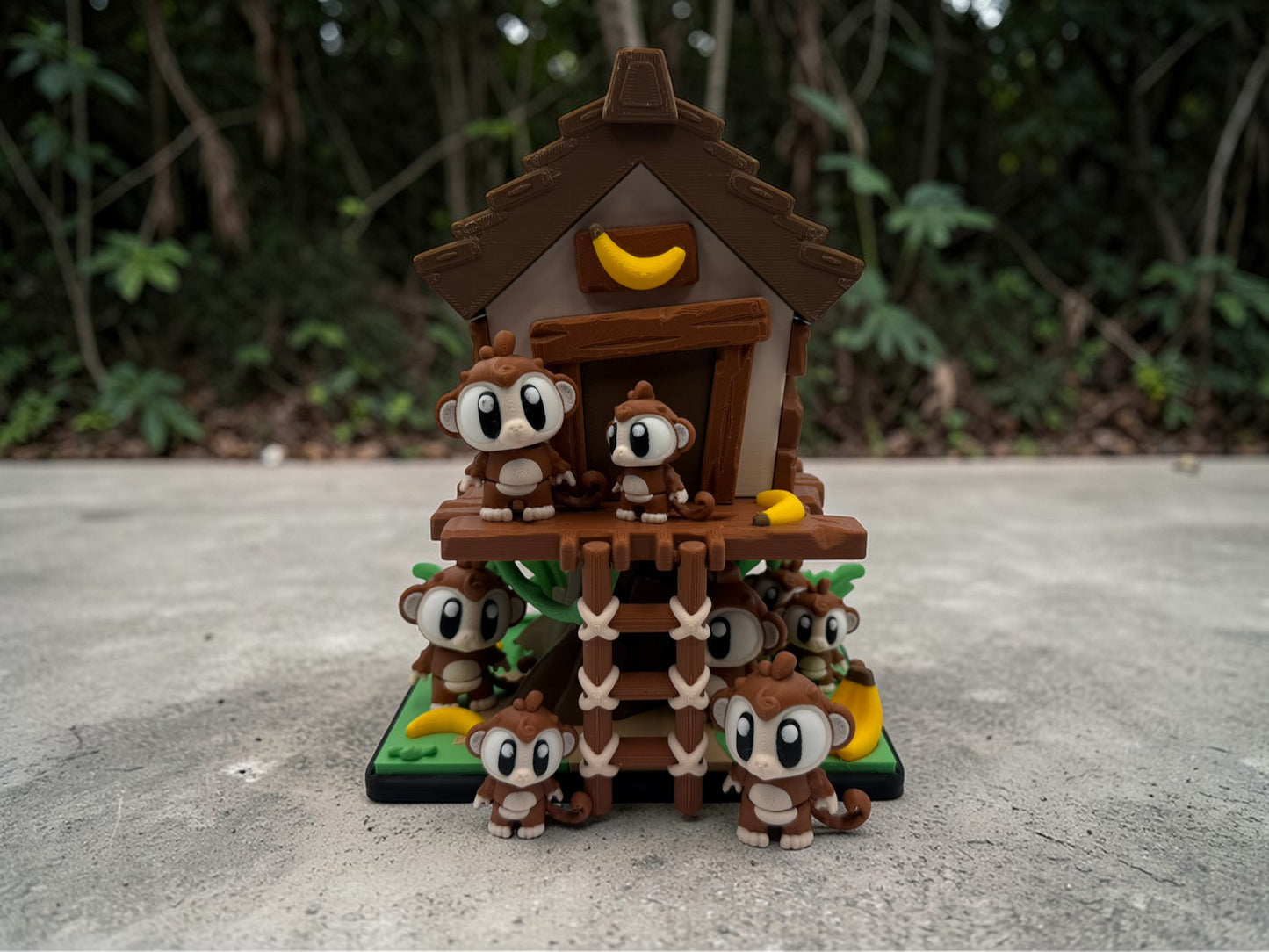 🐒 Treehouse Monkey Playset – 3D Printed Toy Set