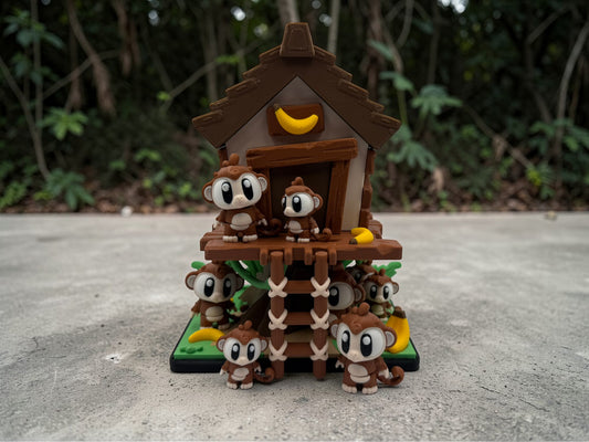 🐒 Treehouse Monkey Playset – 3D Printed Toy Set