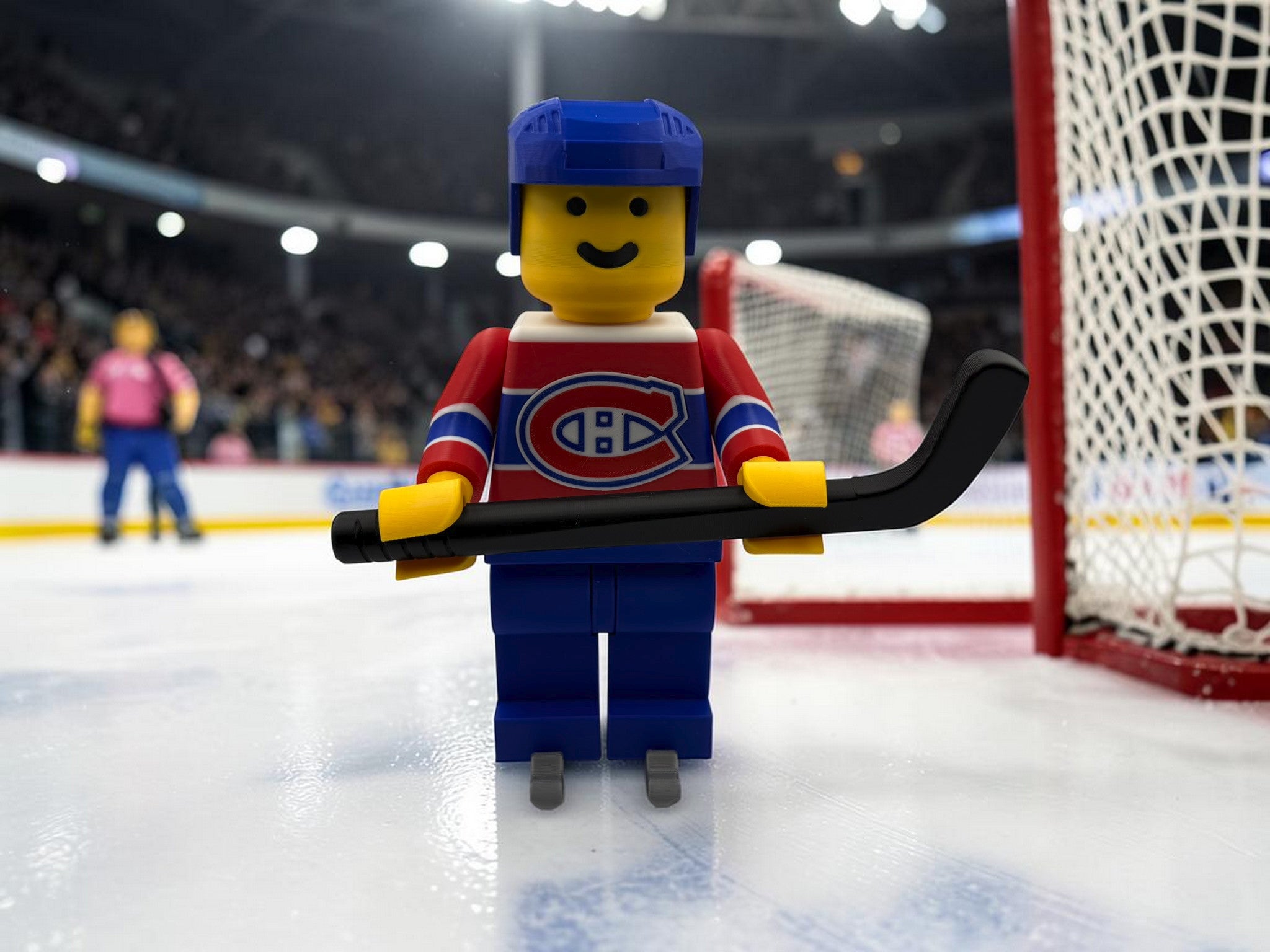 🏒🧱 Montreal Hockey Brick Man – 3D Printed Figure (22cm Tall) 🧱🏒