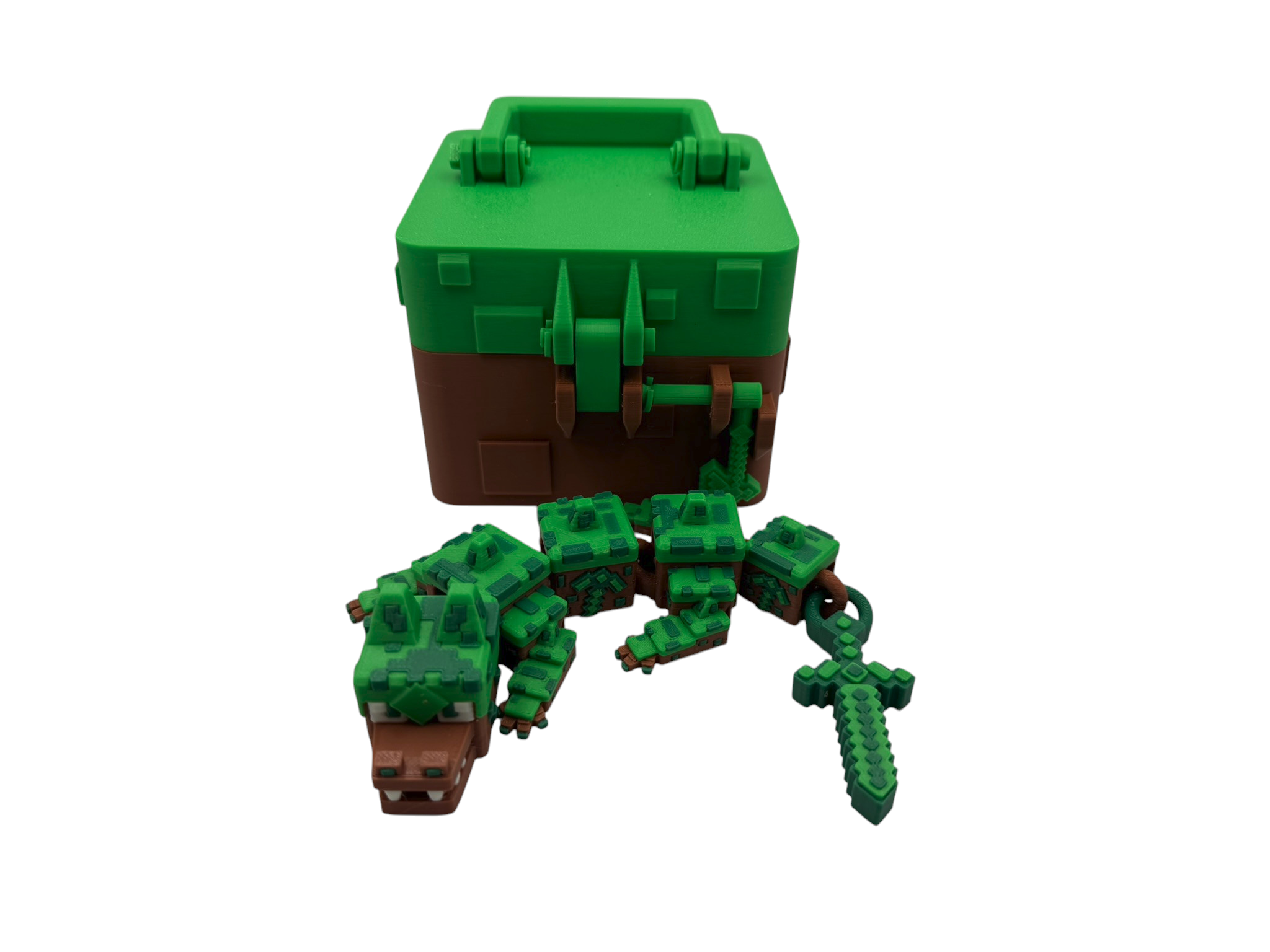 🌍 Baby Earth Dragon with Storage Cube – Articulated 3D Printed Mini Dragon | 15cm Flexi Dragon & Matching Display Box