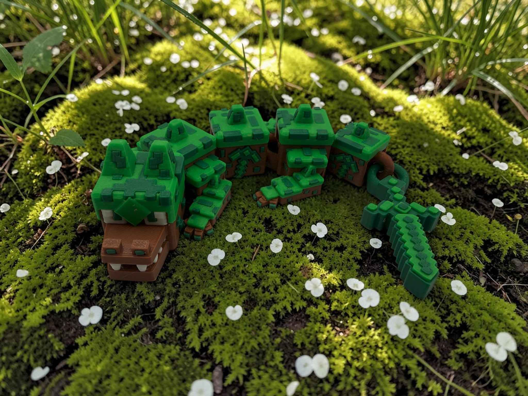 🌍 Baby Earth Dragon with Storage Cube – Articulated 3D Printed Mini Dragon | 15cm Flexi Dragon & Matching Display Box