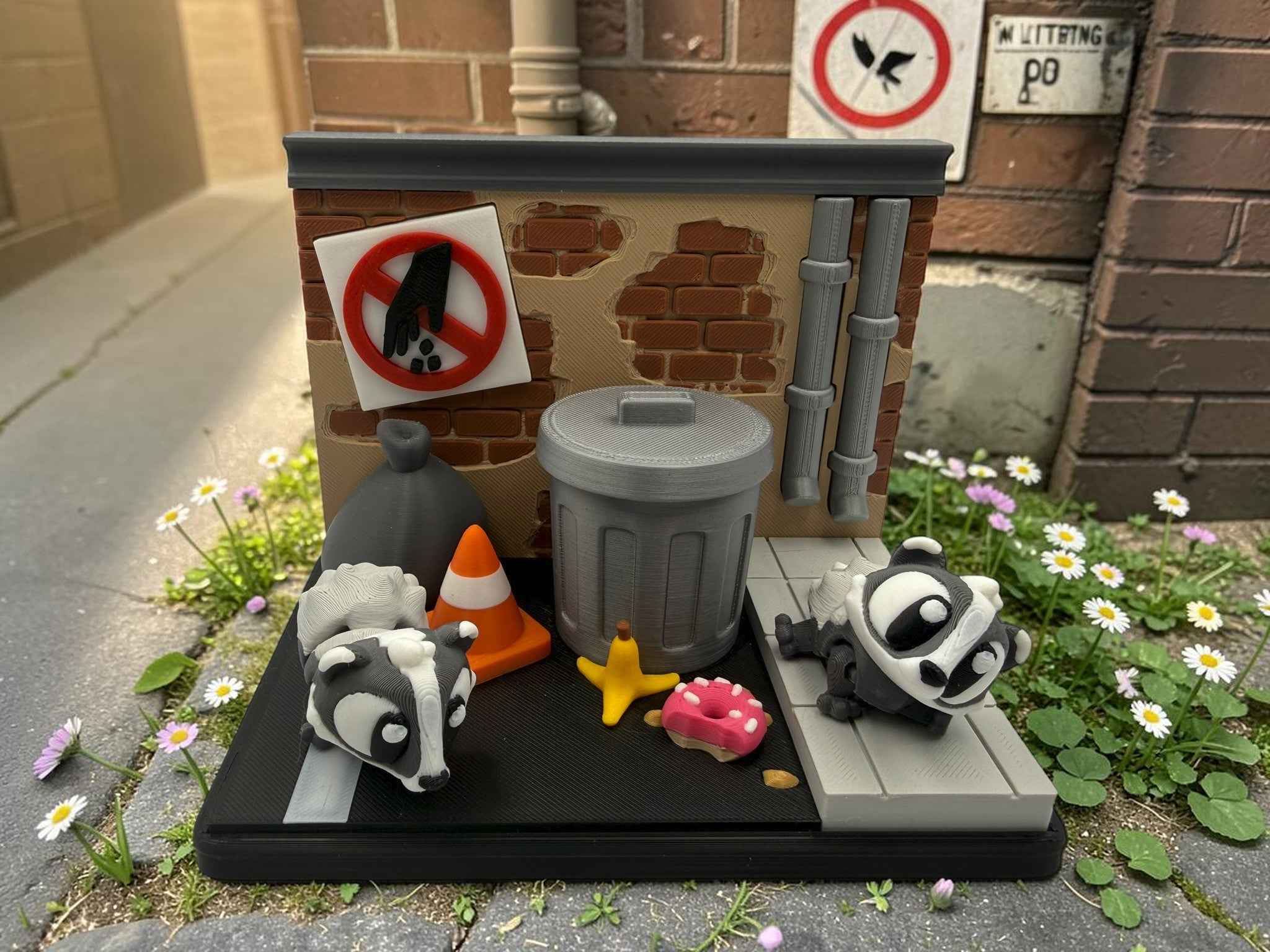 🦡 Flexi Badger Playset – 3D Printed Badger Play Scene with 2 Articulated Badgers