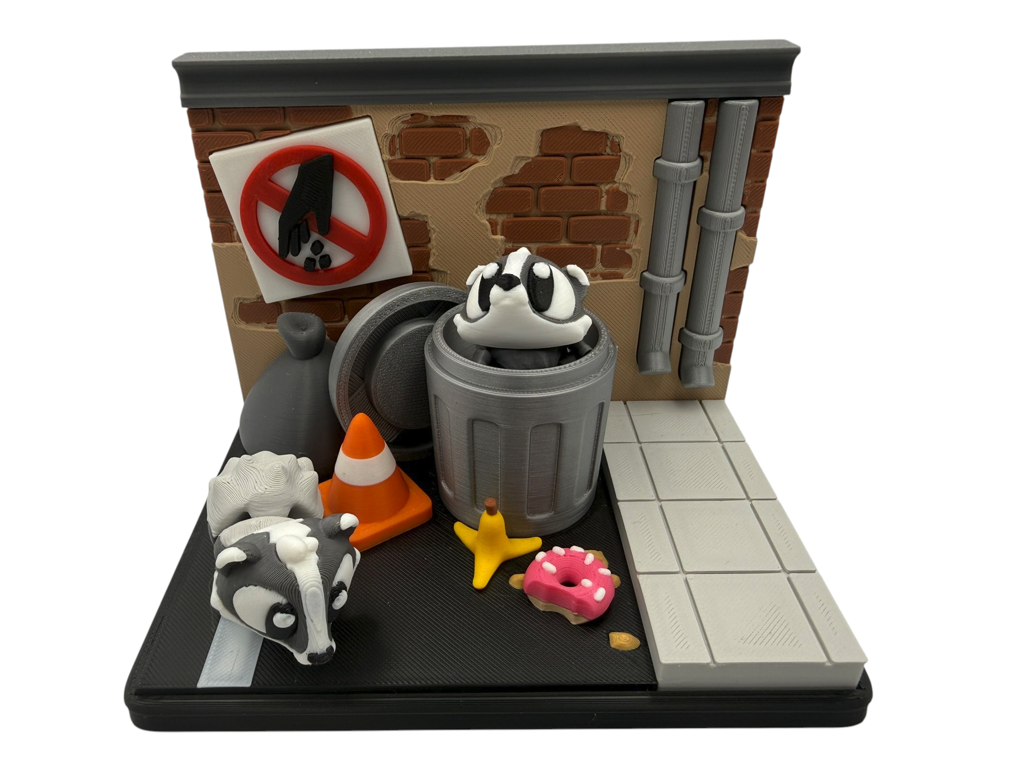🦡 Flexi Badger Playset – 3D Printed Badger Play Scene with 2 Articulated Badgers