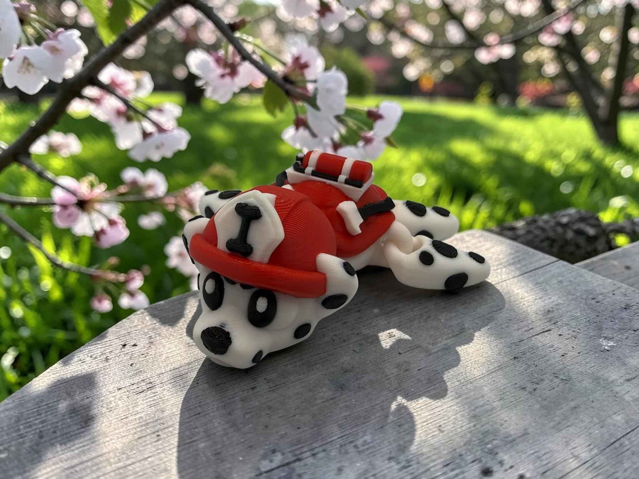 🐢🚒 Firefighter Dalmatian Turtle – 3D Printed Articulated Turtle | Cute Firehouse Collectible | 10cm