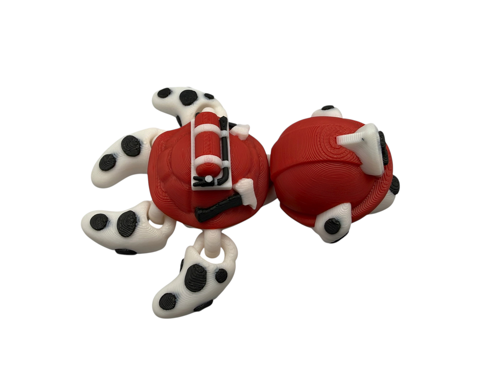 🐢🚒 Firefighter Dalmatian Turtle – 3D Printed Articulated Turtle | Cute Firehouse Collectible | 10cm