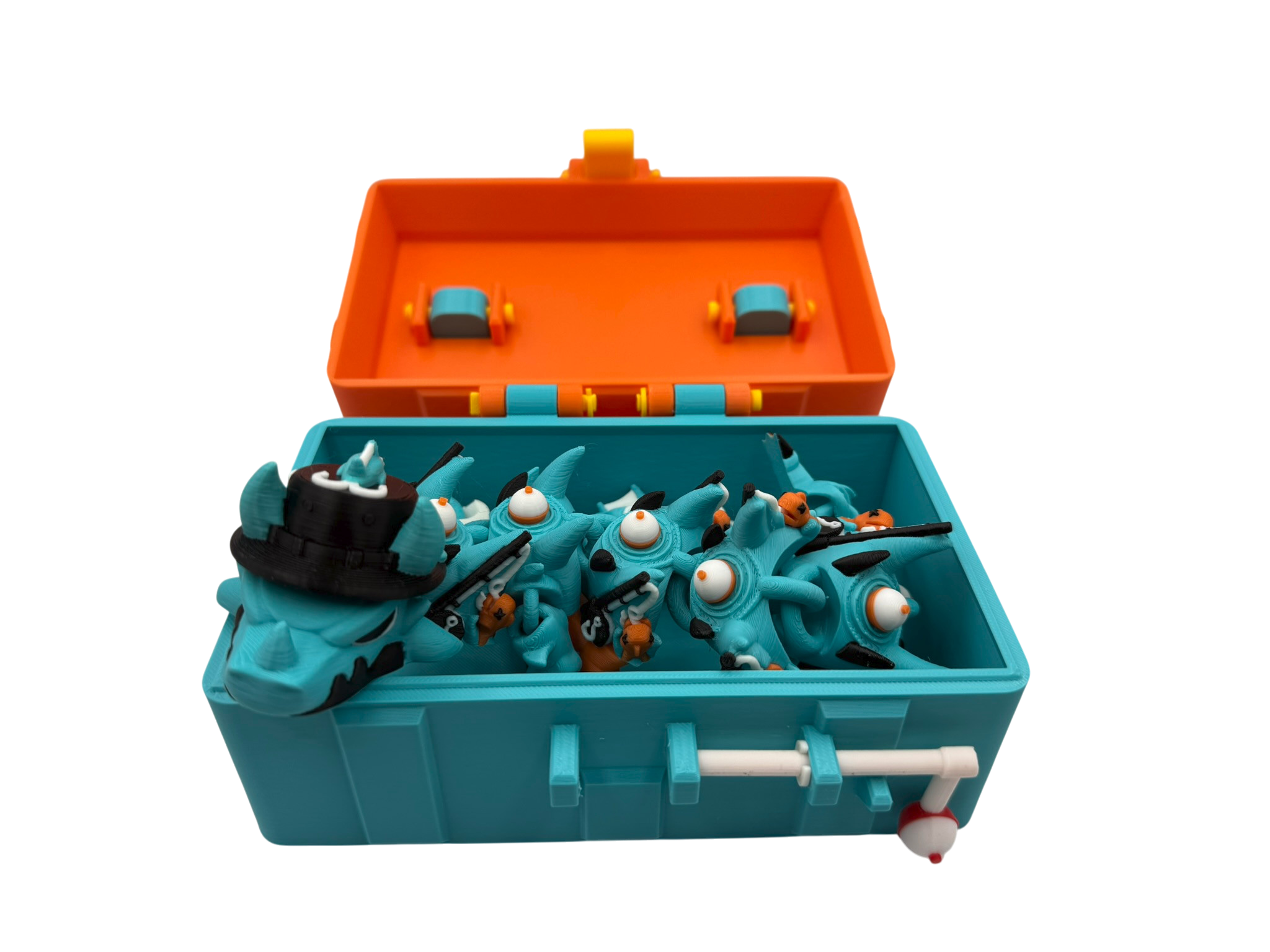 🎣 Fisherman Dragon with Tackle Box – Articulated 3D Printed Flexi Dragon | 41cm Collectible Dragon & Storage Case