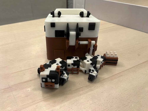 ini CubeCow Dragon with Matching Storage Box – Articulated 3D Printed Dragon | 15cm Gamer-Inspired Collectible - Les Creations Corkys