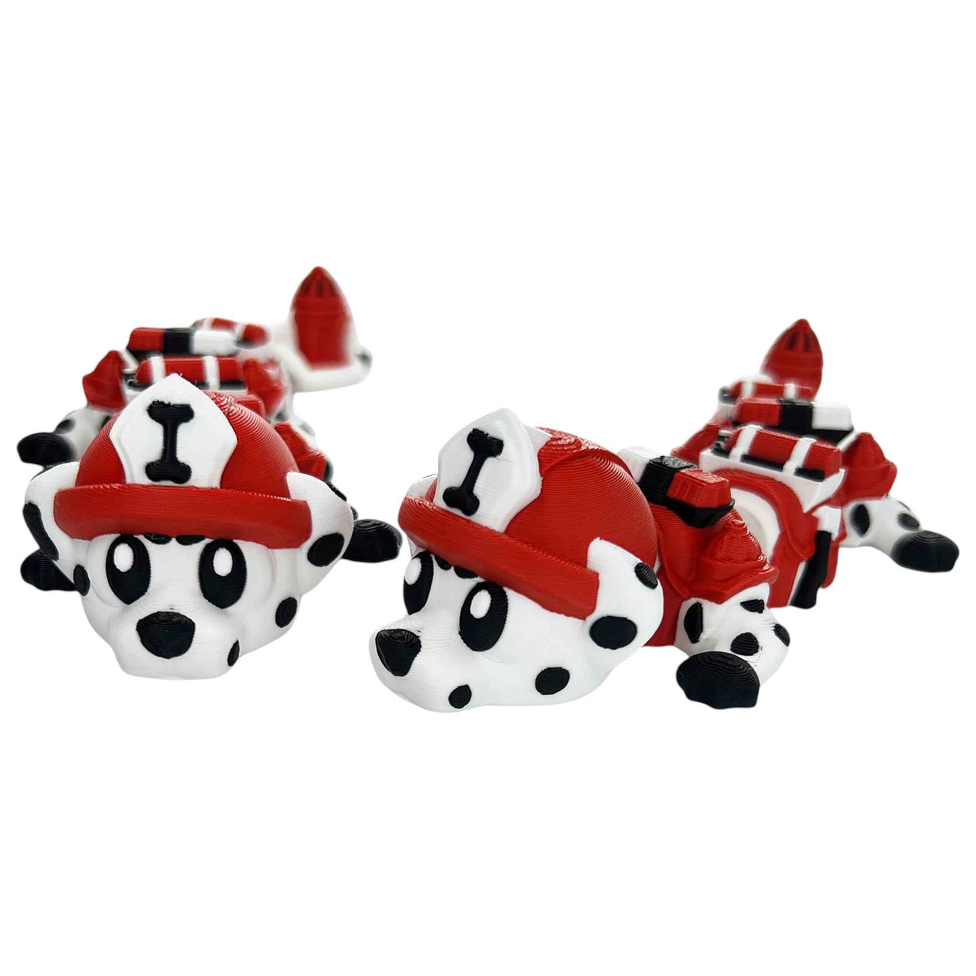 🚒 Baby Firefighter Dalmatian Dragon – Articulated 3D Printed Flexi Dragon | 15cm Mini Fire Pup