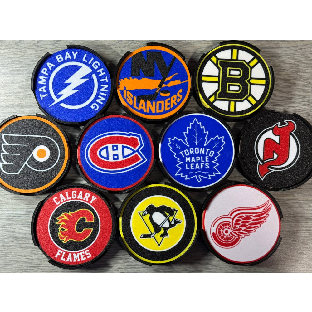 Set of 4 NHL Hockey Team Coasters – 3D Printed and Cork Decor Collection