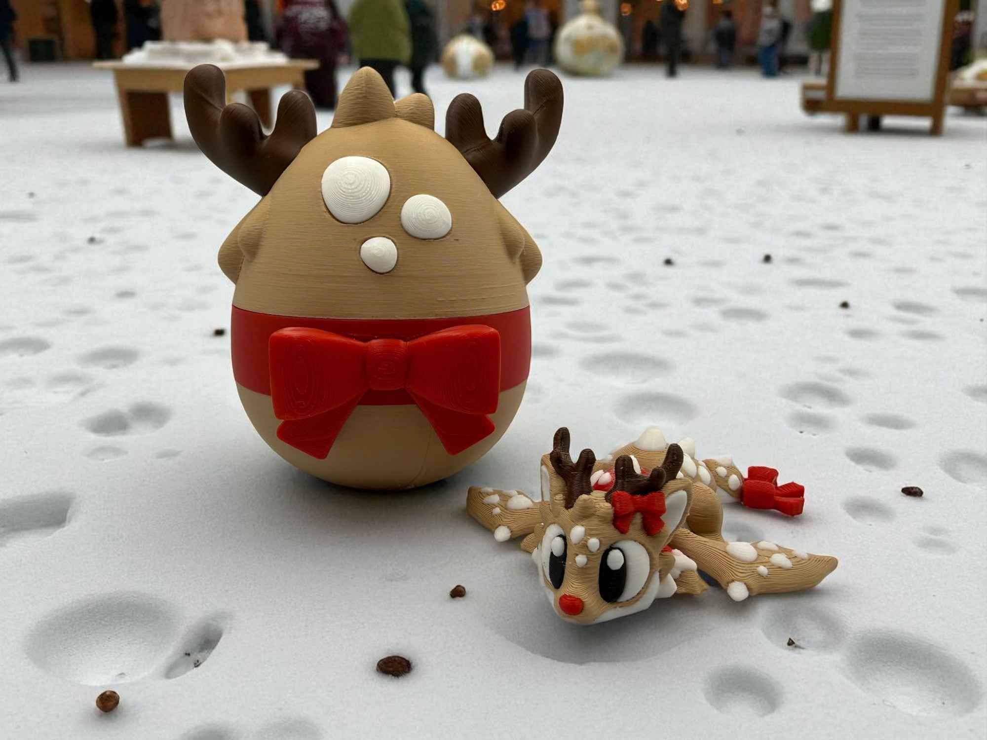 Reindeer Dragon with Matching Egg – Christmas Articulated 3D Printed Collectible