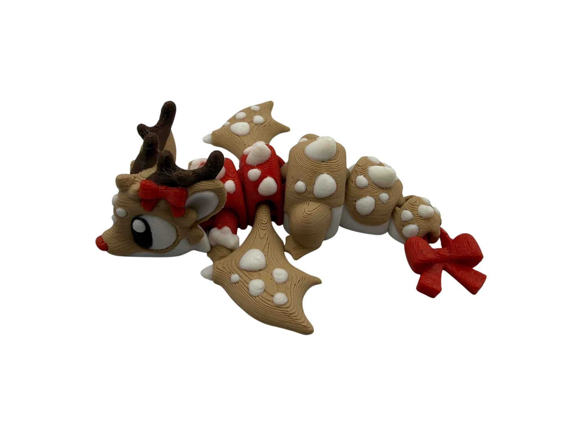 Reindeer Dragon with Matching Egg – Christmas Articulated 3D Printed Collectible