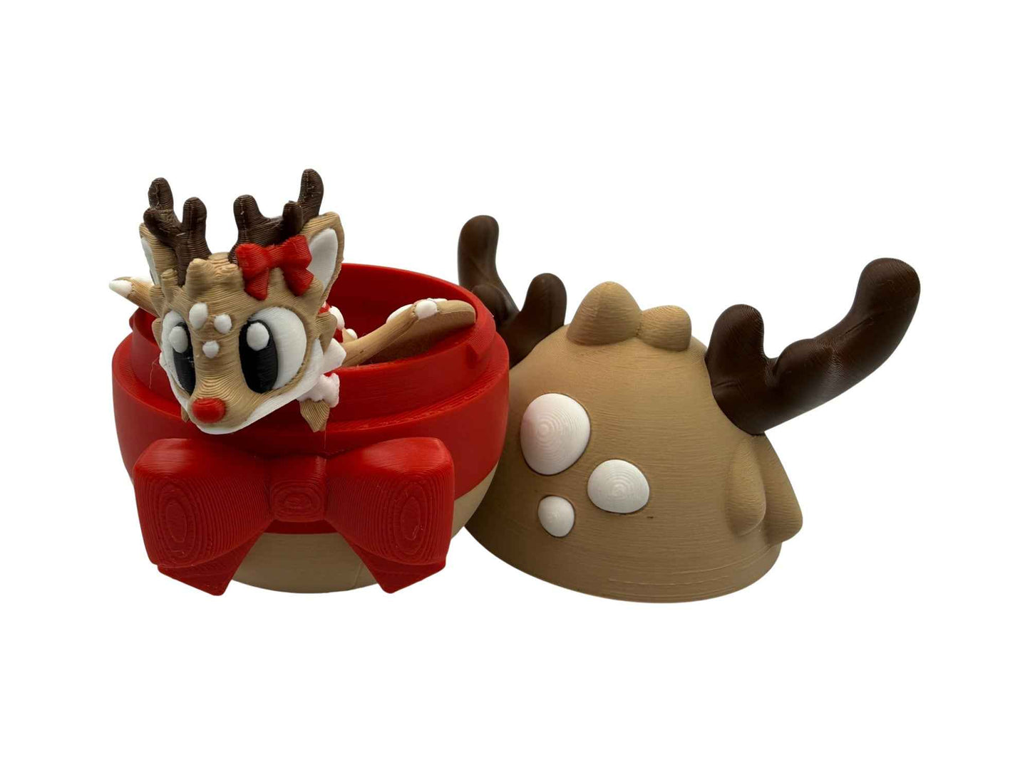 Reindeer Dragon with Matching Egg – Christmas Articulated 3D Printed Collectible