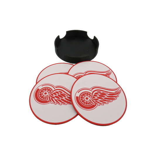 Set of 4 Coasters "Detroit Red Wings" NHL Hockey Decor
