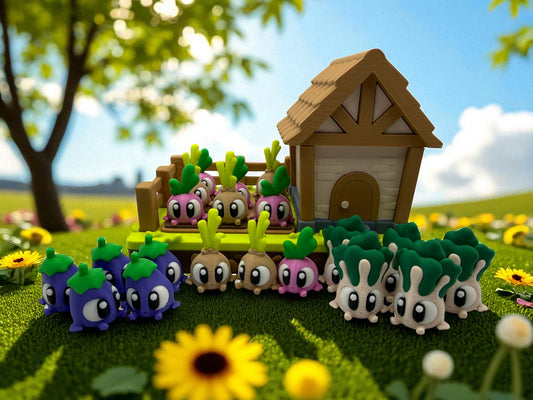 Veggie Garden Tic Tac Toe Playset  – Mini Farmhouse, Friends &  Fun!🌱✨